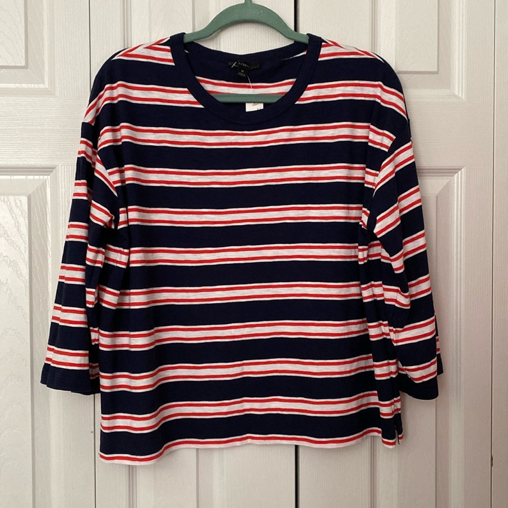 J.Crew Striped 3/4 Sleeve Cotton Tshirt